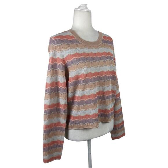 Veronica Beard Alyssa Retro Striped Crew Knit Sweater L - Picture 4 of 15